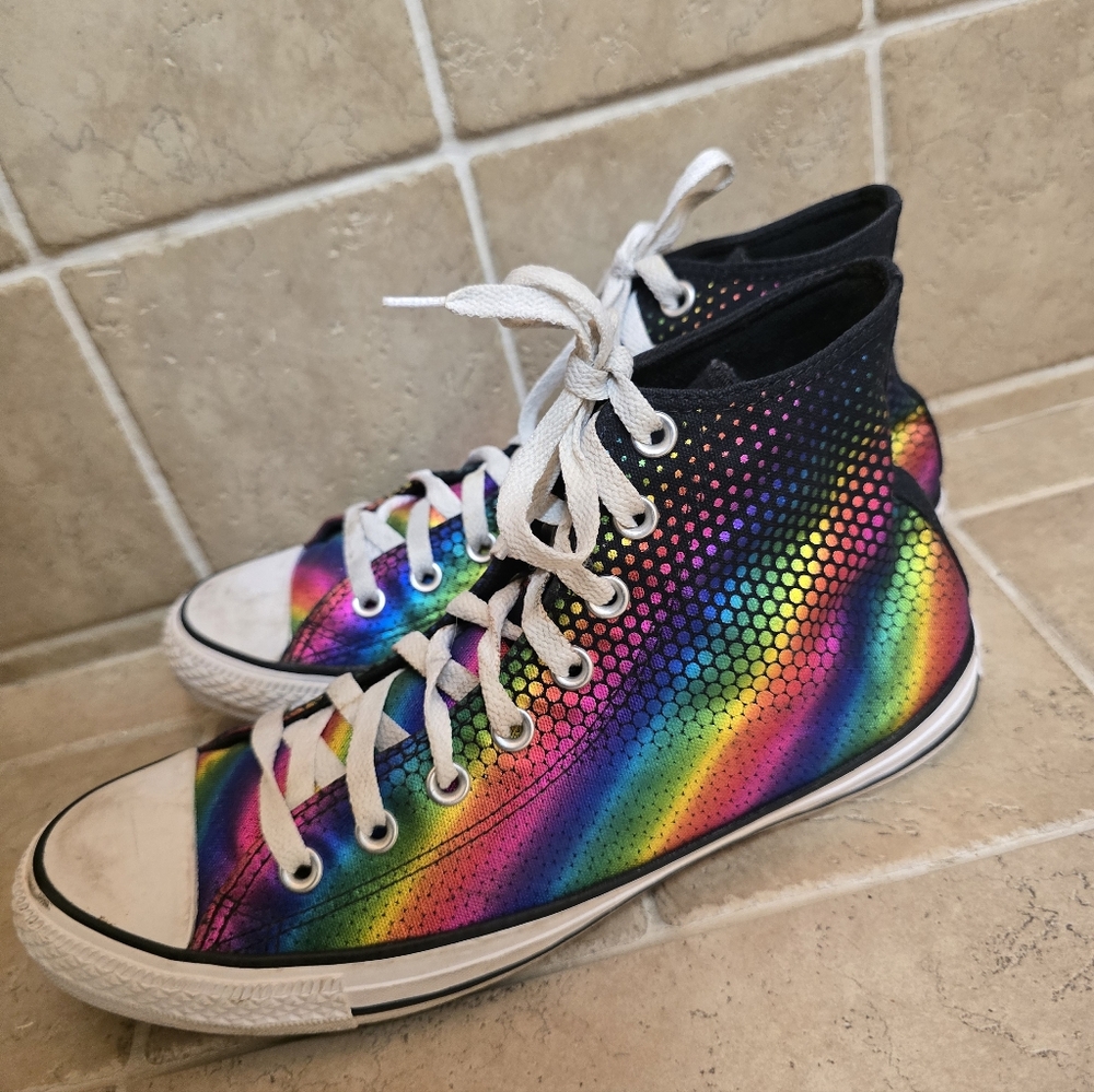 All Star Converse Multicolor High-Top Sneakers Men Size 9, Women Size 11 - Picture 4 of 9